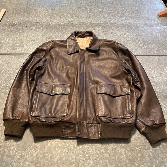 Pearl Harbor Leather A2 Bomber Jacket Large Touchstone Pictures Vintage Y2K - Picture 2 of 16